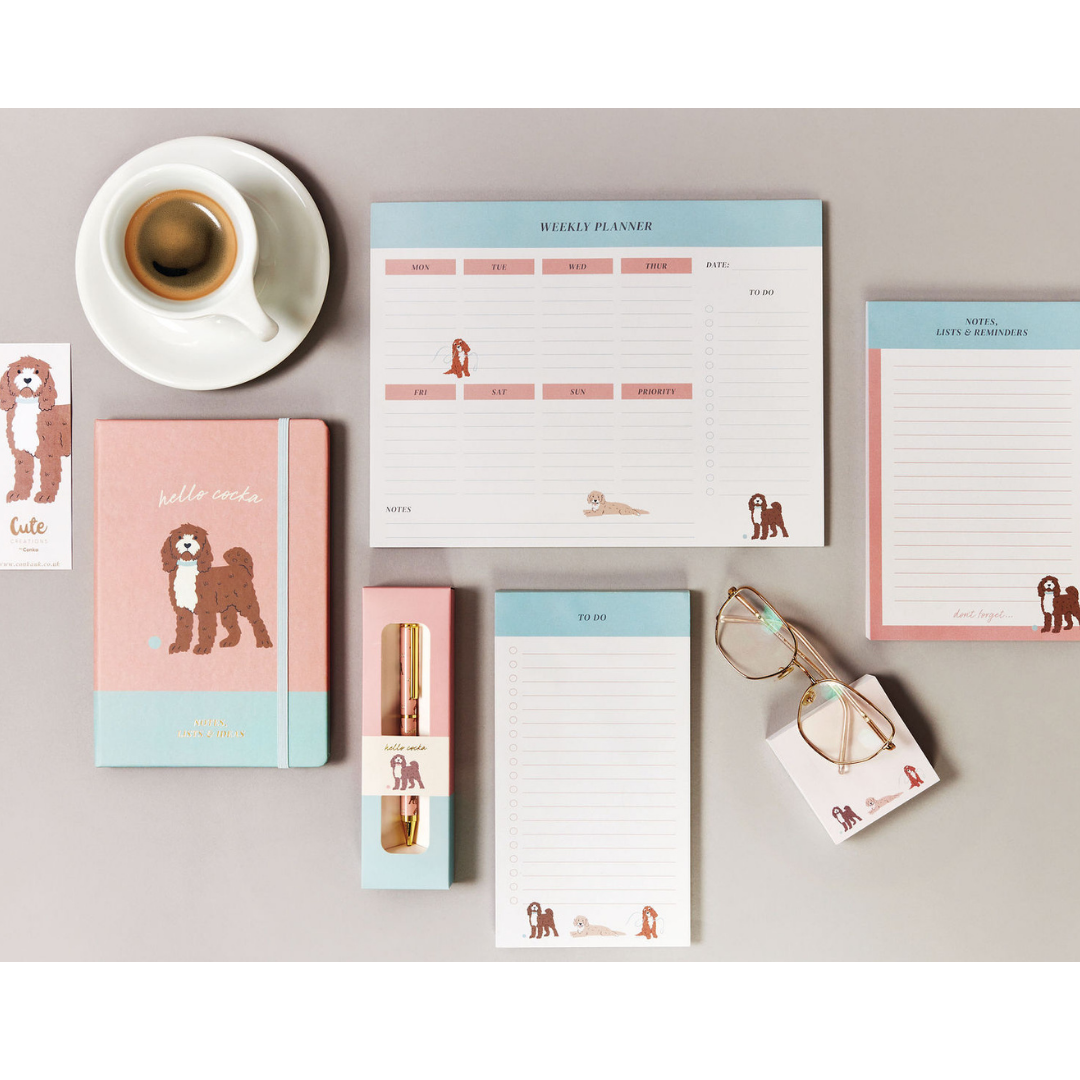 Cockapoo 'Paws 'n' Plan' 7 Piece Stationery Gift Set