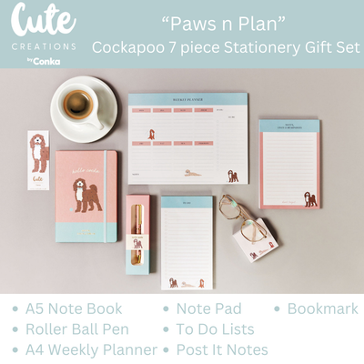 Cockapoo 'Paws 'n' Plan' 7 Piece Stationery Gift Set