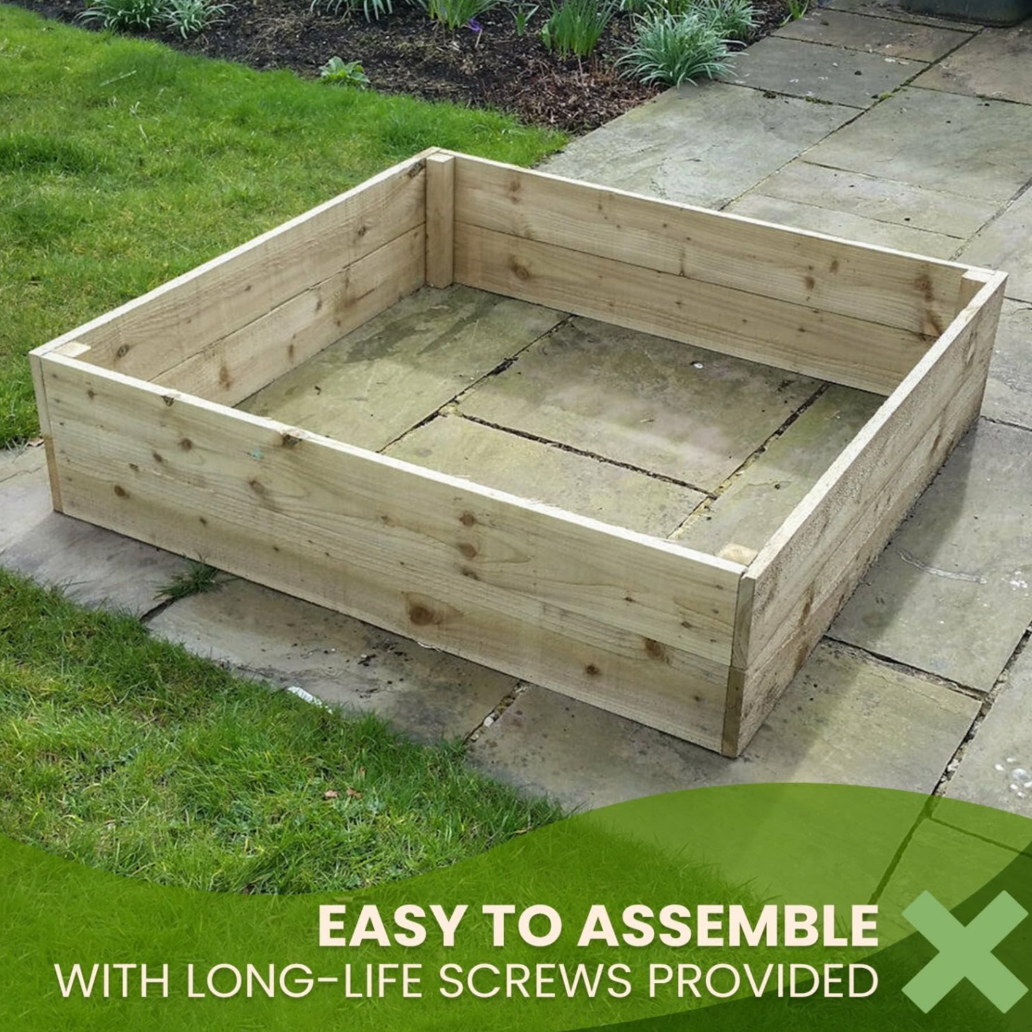 Wooden Garden Raised Grow Beds With Liner - FSC Treated Timber - Various Sizes