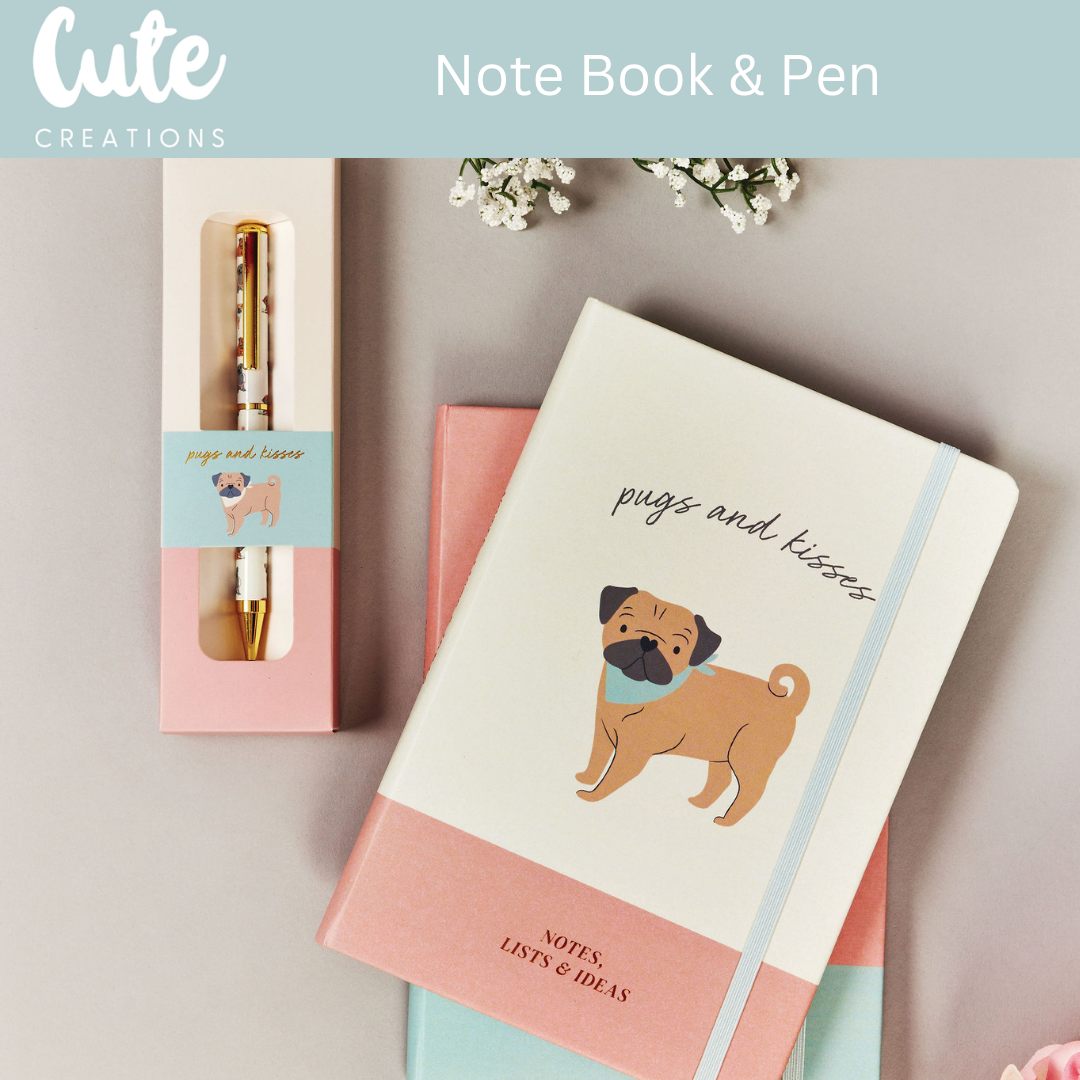 Paws 'n' Plan PUG Design 7 Piece Stationery Gift Set