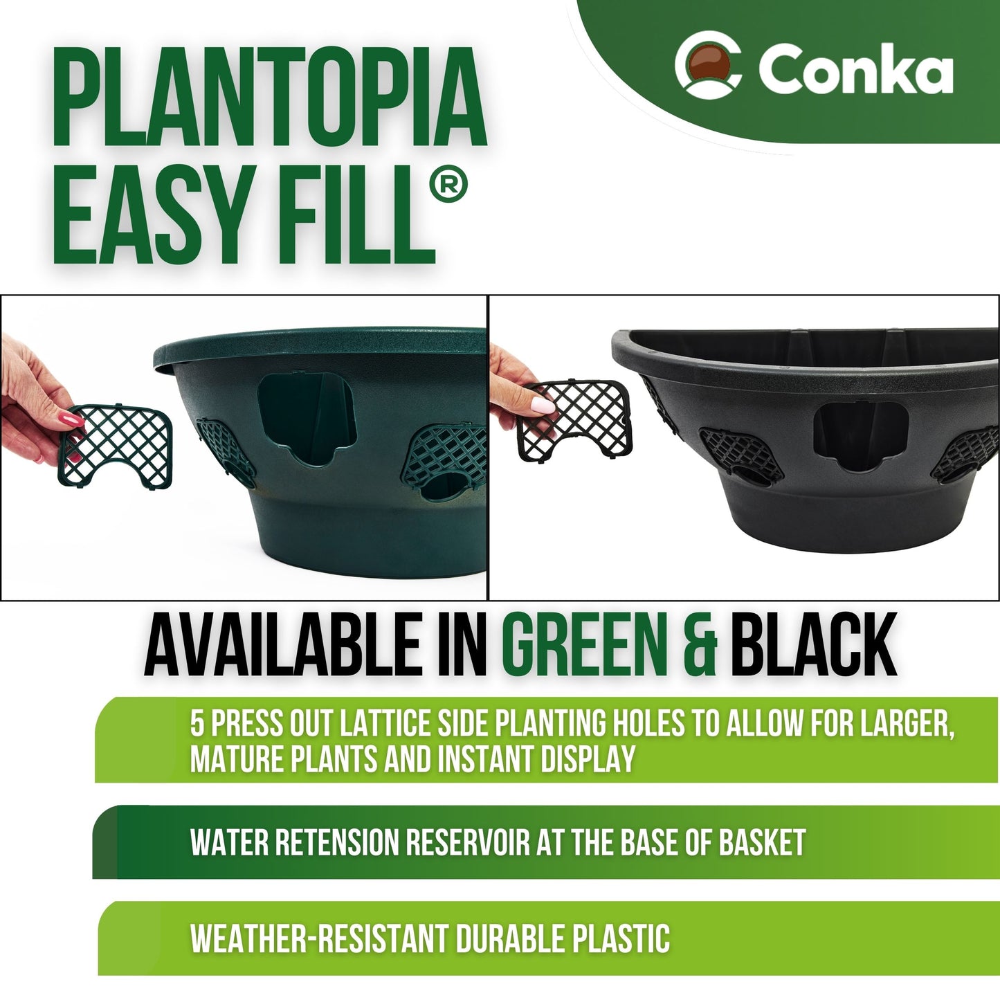Plantopia/Easy Fill® Wall Basket Black or Green