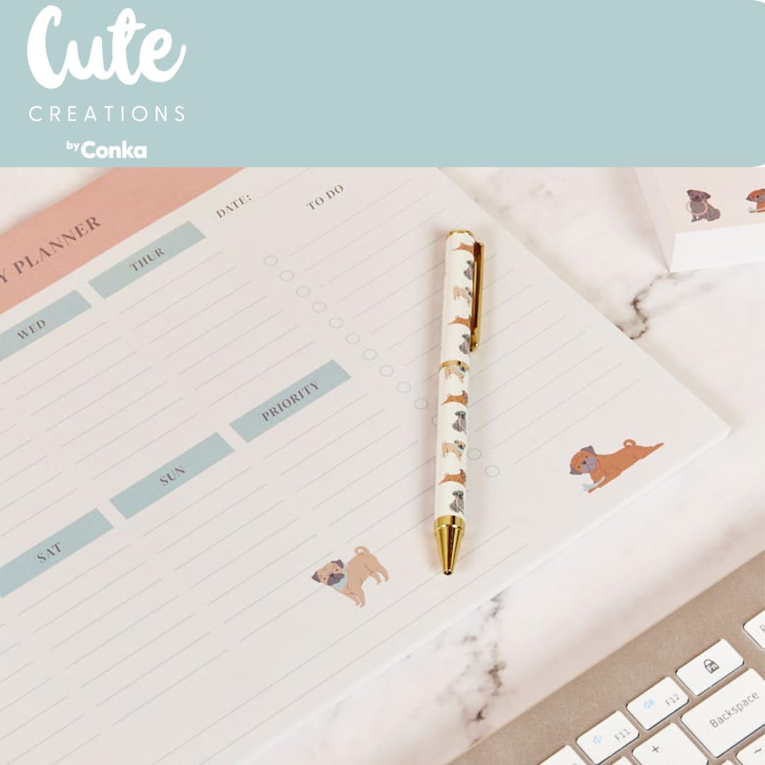 Pug Dog Pen - Premium Black Writing Pen with Adorable Pug Design