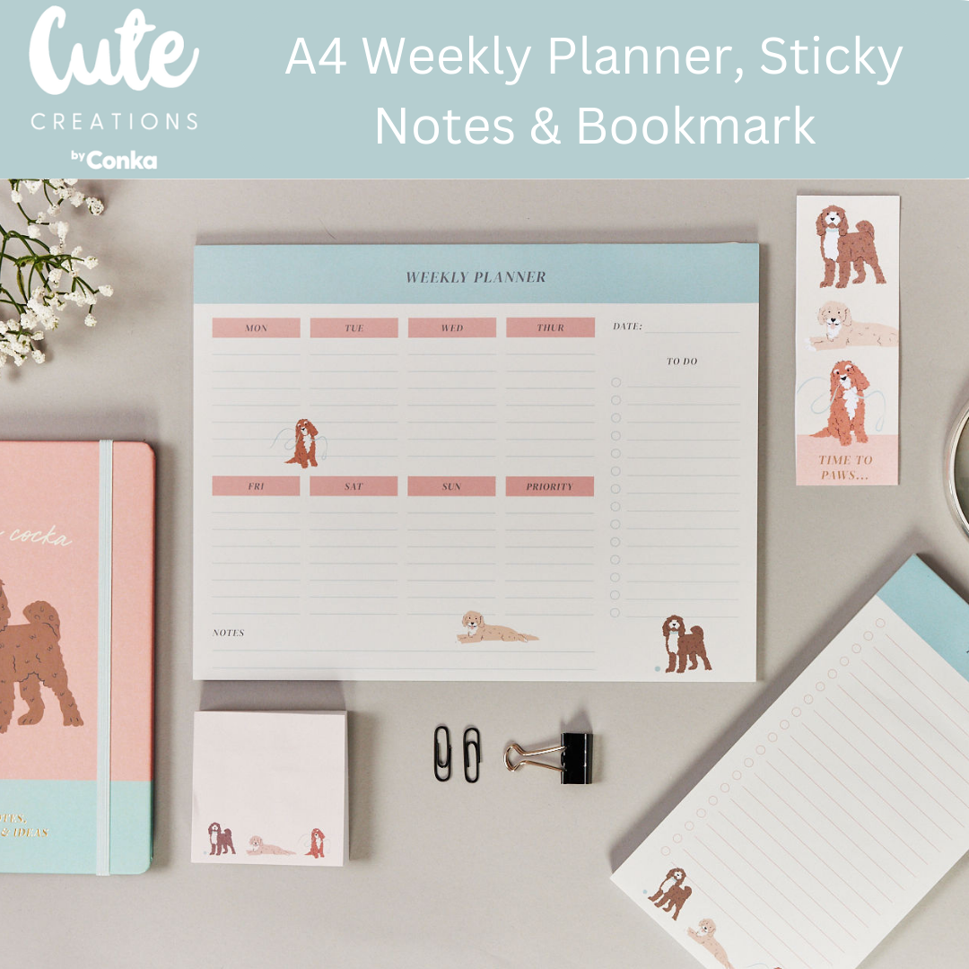 Cockapoo 'Paws 'n' Plan' 7 Piece Stationery Gift Set