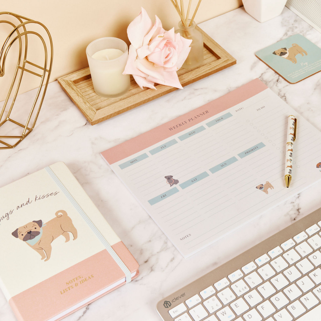 Paws 'n' Plan PUG Design 7 Piece Stationery Gift Set