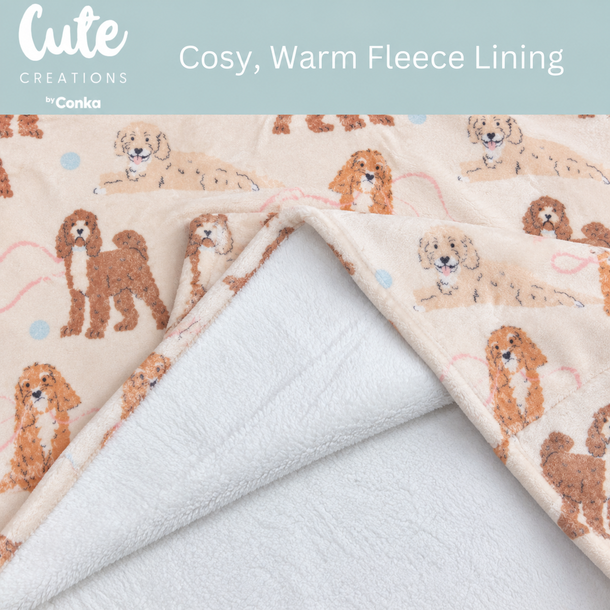 Luxury Cockapoo Print Oversized Sherpa Hoodie Blanket