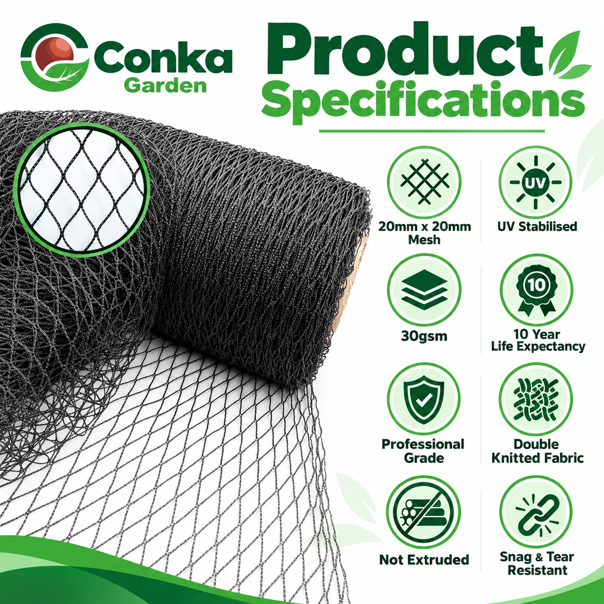 Black Bird, Pigeon & Pond Netting – Strong 20mm Garden Mesh