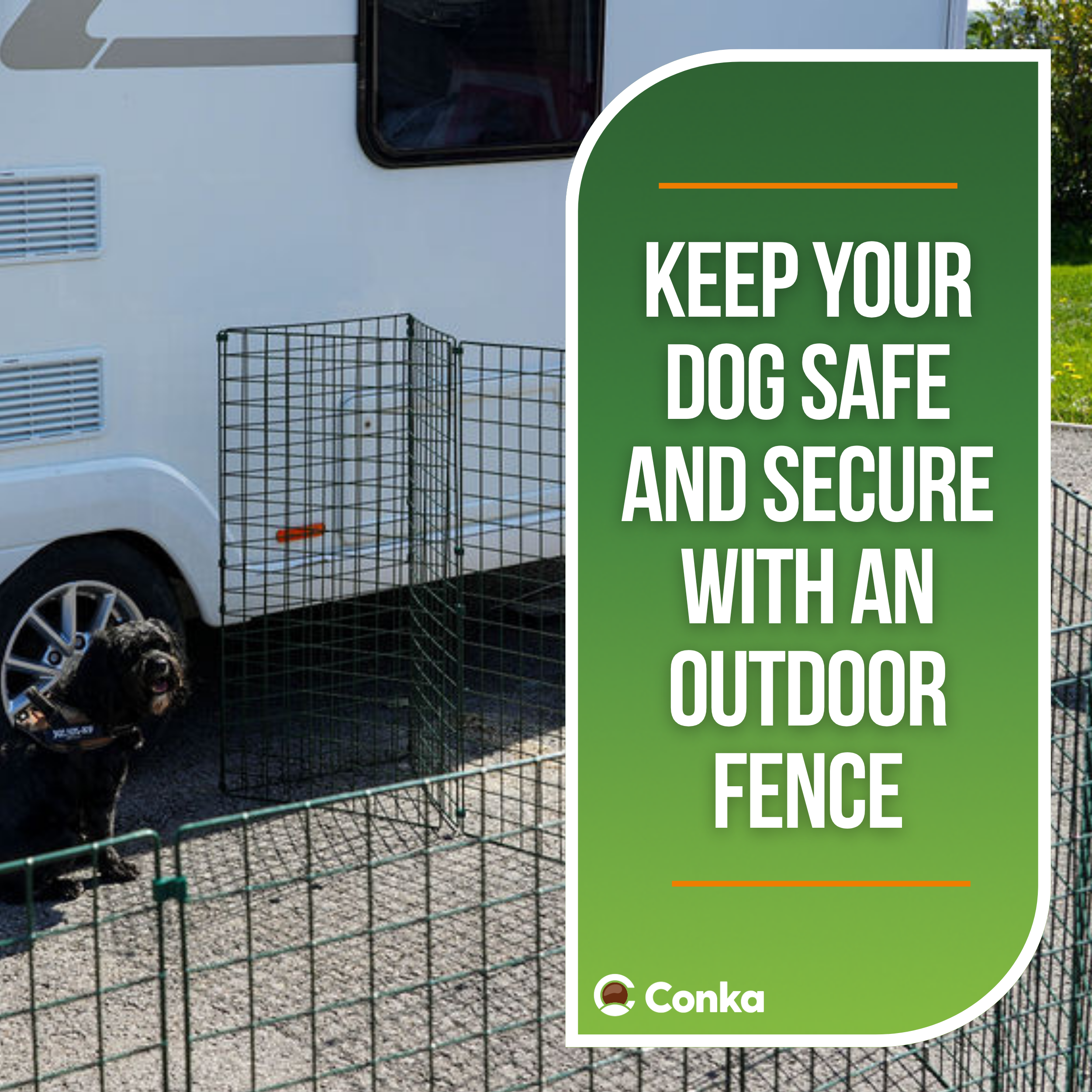 60cm High - 50mm Mesh - Caravan, Motorhome, Tent, Pitch Dog Fencing