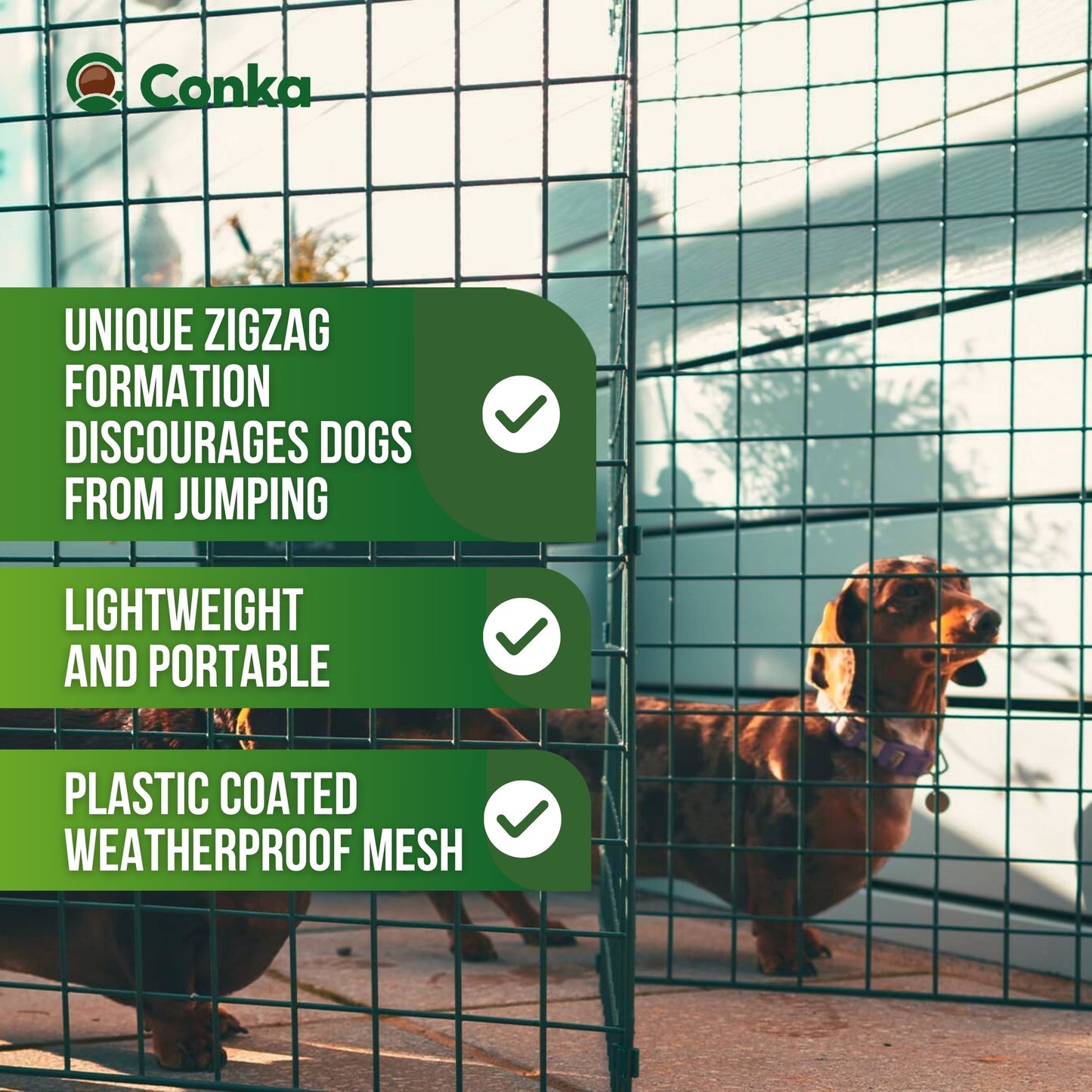 Folding Dog Fence - 60cm High (50mm x 50mm Mesh) Ideal for Puppy/Small Dogs