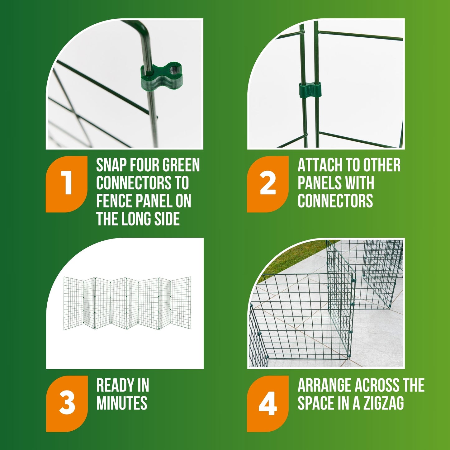 Folding Dog Fence - 60cm High (50mm x 50mm Mesh) Ideal for Puppy/Small Dogs