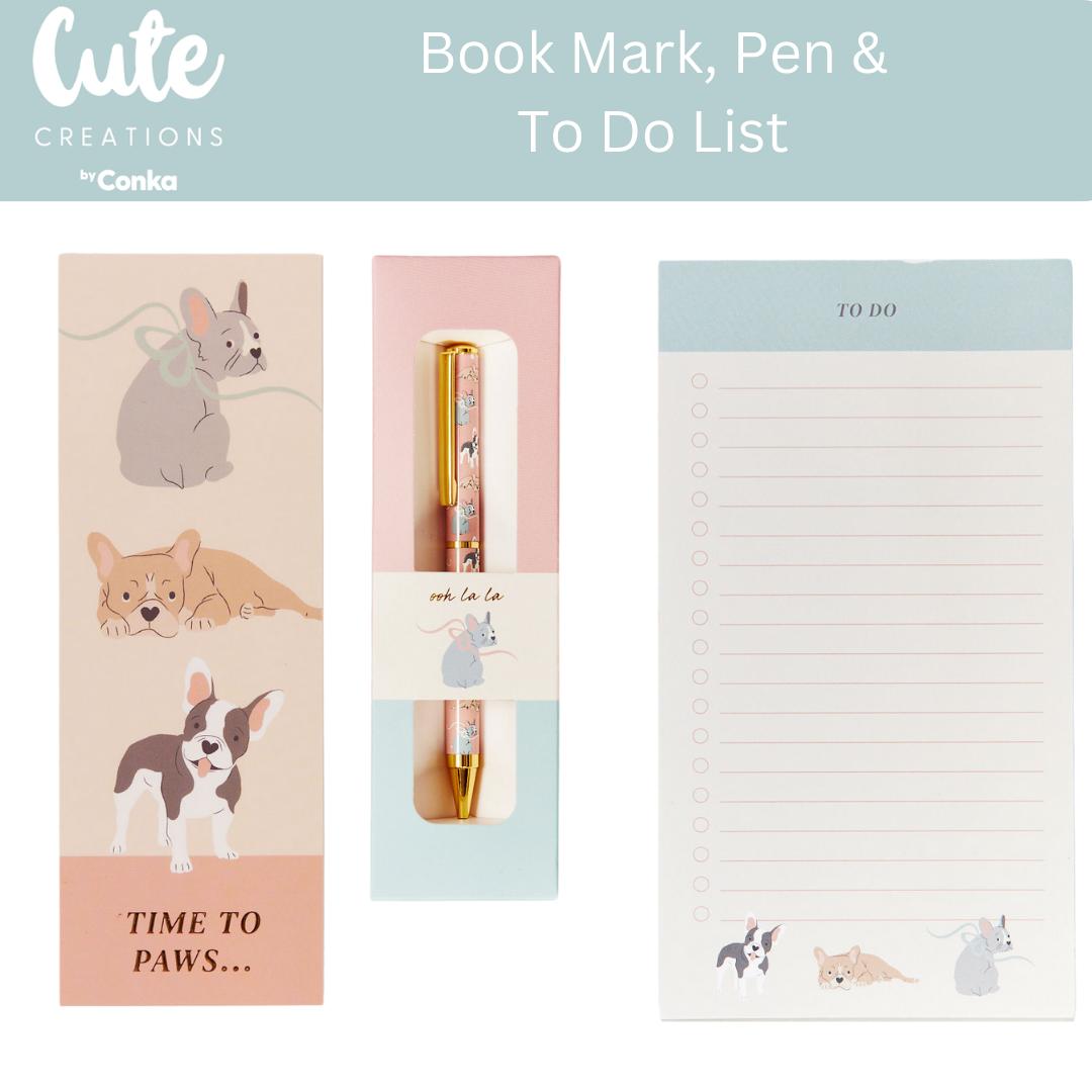 French Bulldog 'Brew & Do' Gift Set - Mug, Coaster, To Do List, Bookmark & Pen