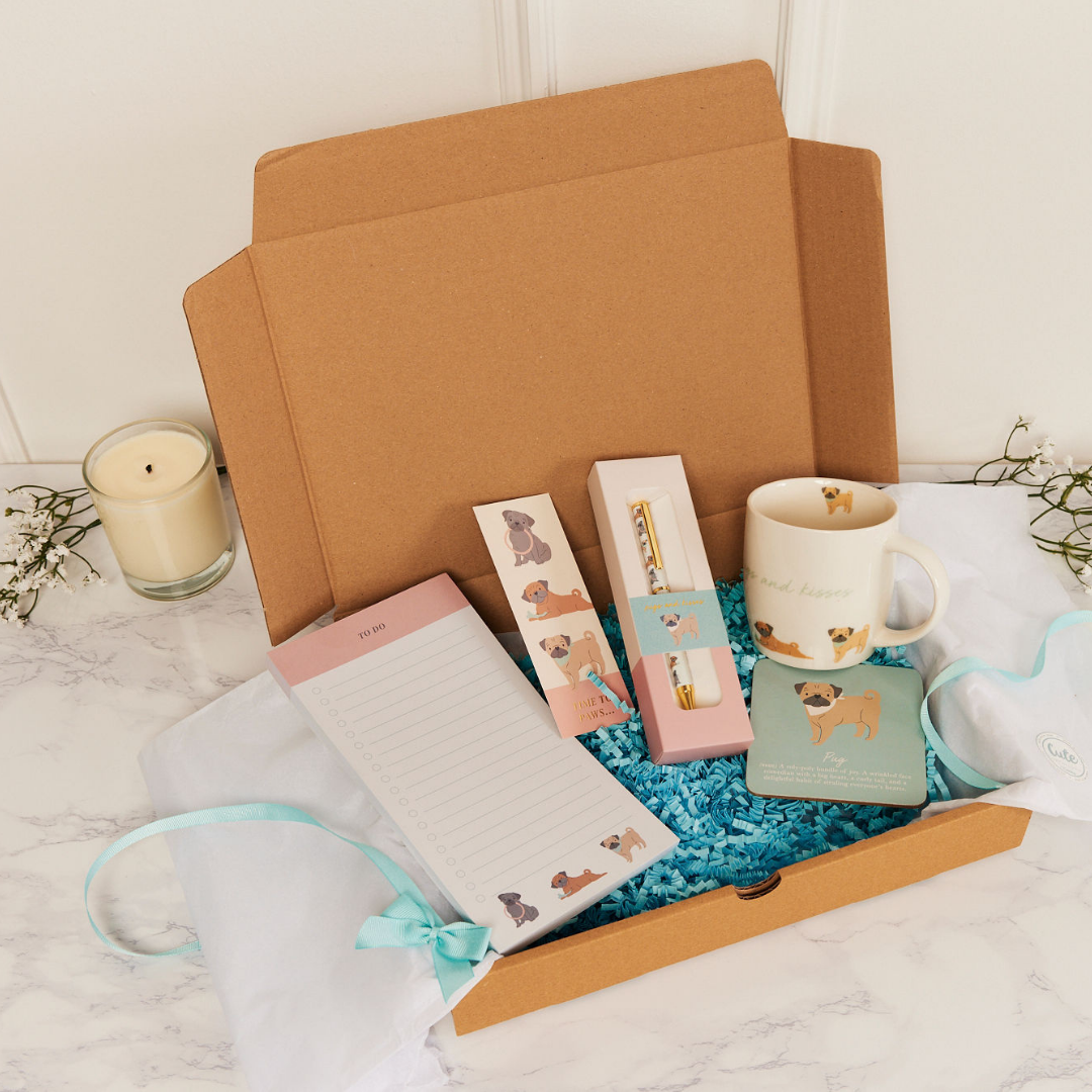 Pug 'Brew & Do' Gift Set - Mug, Coaster, To Do List, Bookmark & Pen