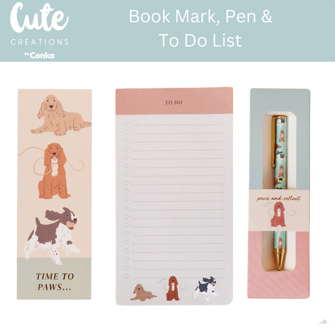 Spaniel 'Brew & Do' Gift Set - Mug, Coaster, To Do List, Bookmark & Pen