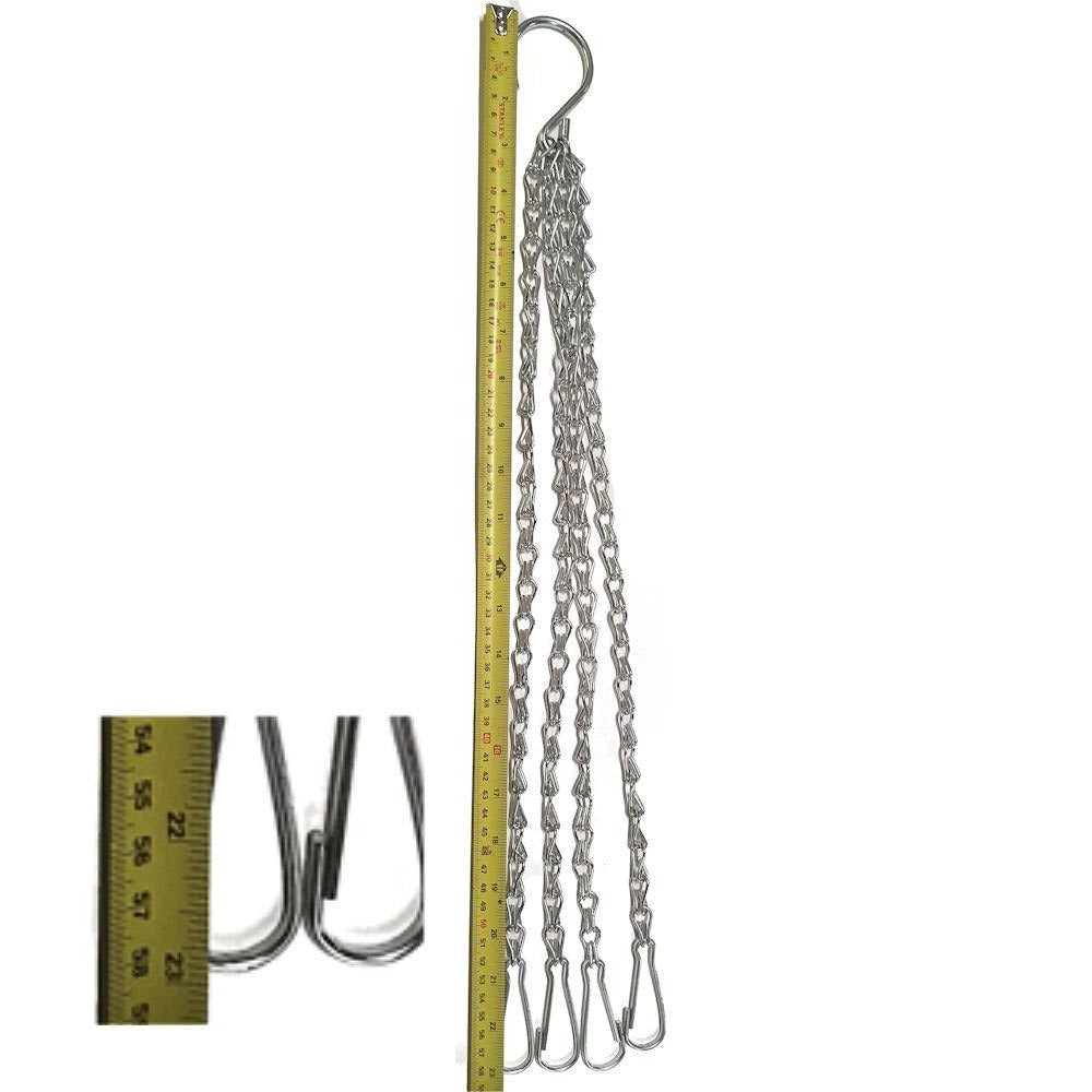 4 Strand 58cm (23") Heavy Duty Extra Long Hanging Basket Clip On Chains - Ideal For 16" - 22" Baskets