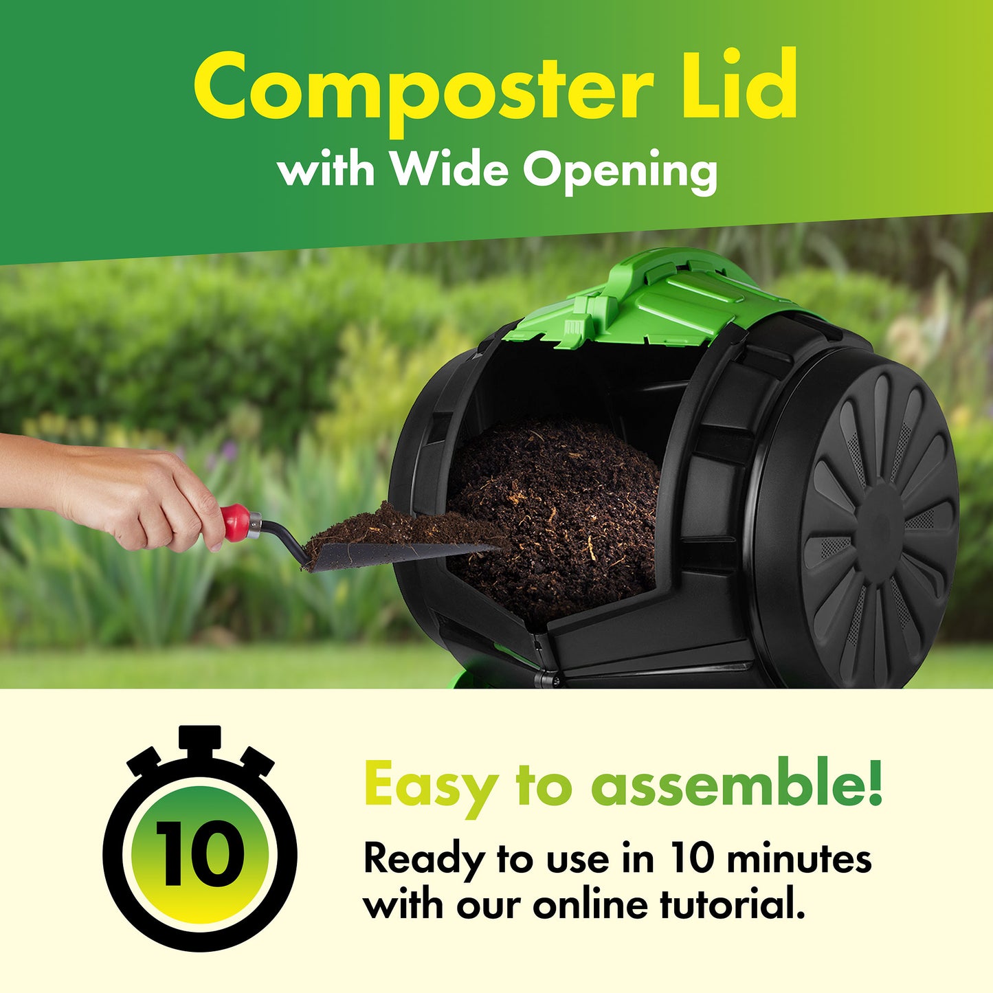 Pack of Two 50 Litre Tumbling Barrel Composter Bin With Liquid Collection Drawer