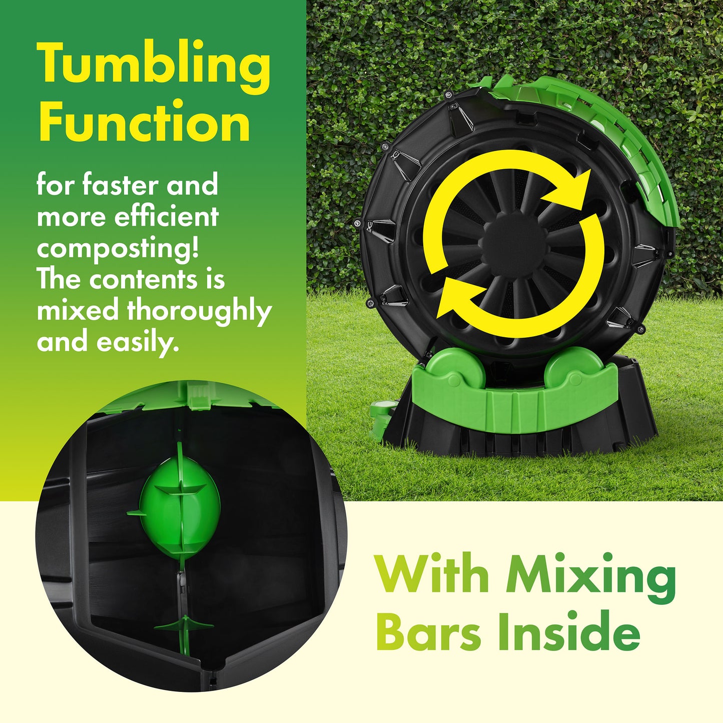 Pack of Two 50 Litre Tumbling Barrel Composter Bin With Liquid Collection Drawer