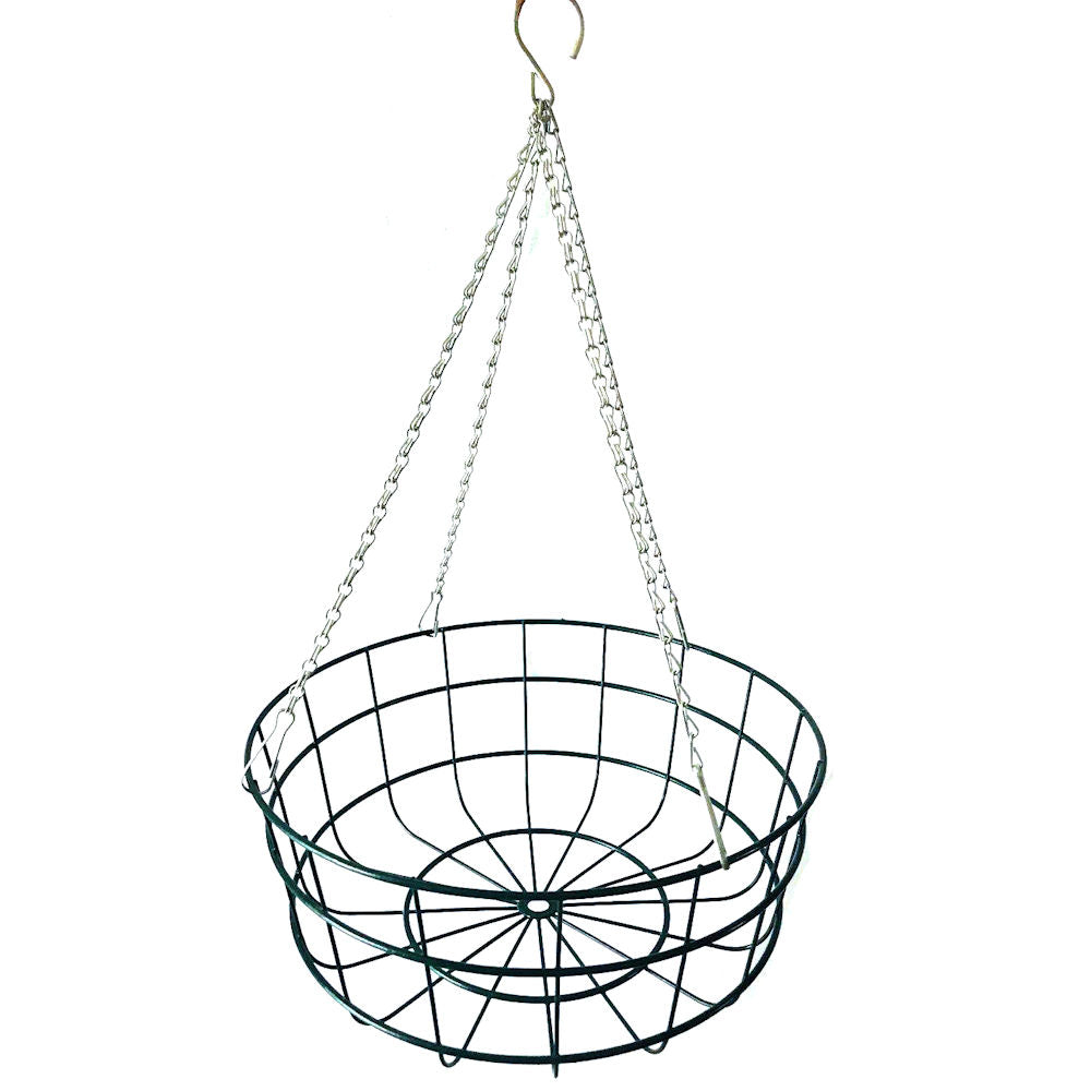 18″ Heavy Duty Large Wire Hanging Basket With Extra Strong 4 Strand Clip On Chain