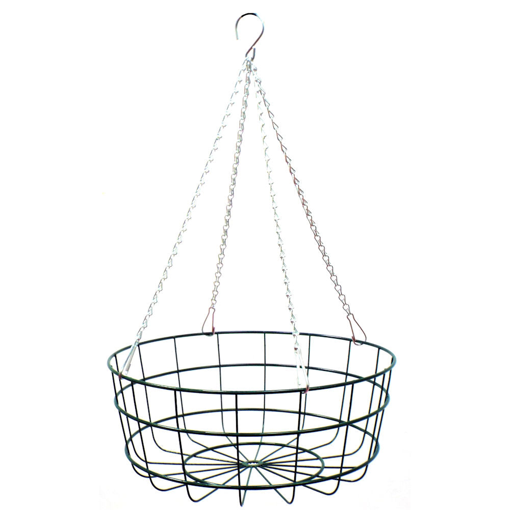 16″ Heavy Duty Large Wire Hanging Basket With Extra Strong 4 Strand Clip On Chain
