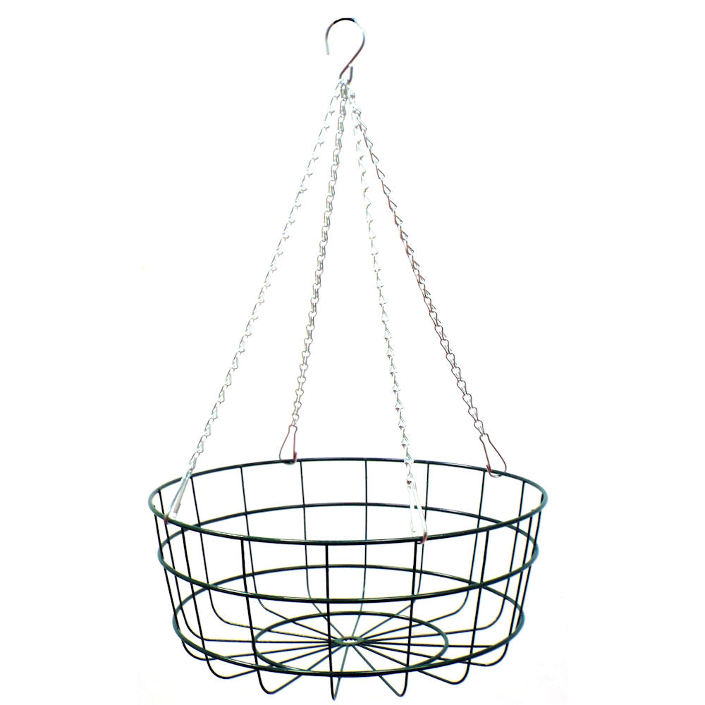 18″ Heavy Duty Large Wire Hanging Basket With Extra Strong 4 Strand Clip On Chain