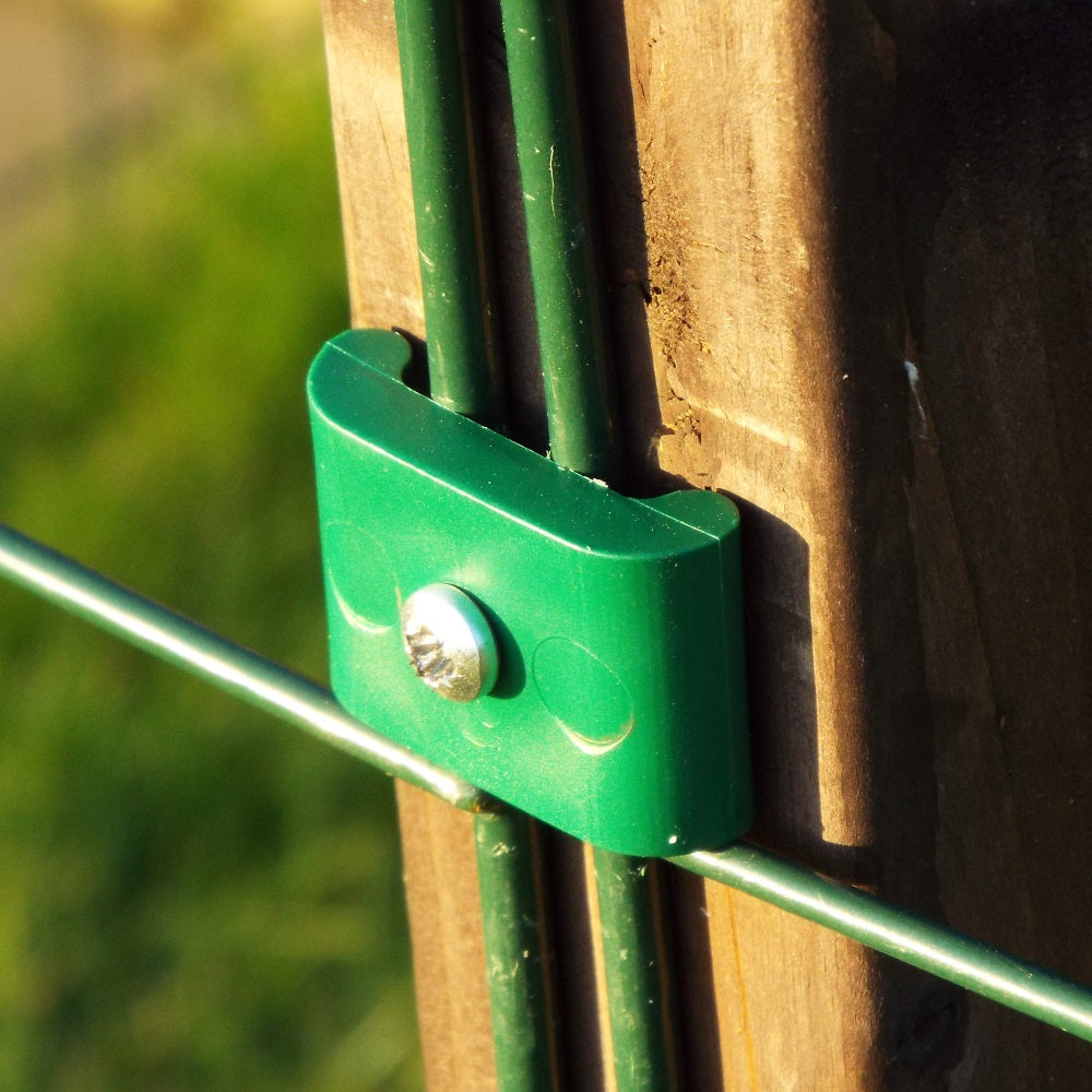 Flat Green Plastic Mesh Clips Including Screws