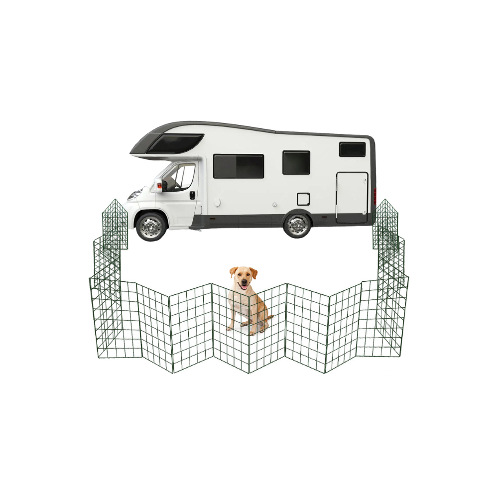 Portable dog fencing for caravans and camping