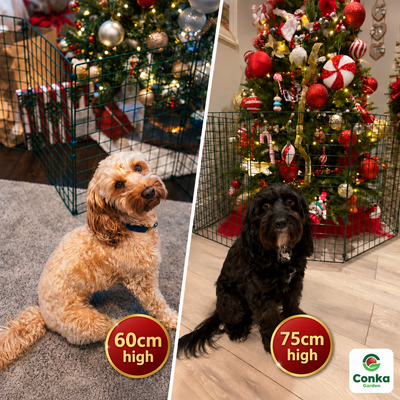 Christmas Tree Fence for Dogs & Cats – Freestanding Pet Guard & Present Protector