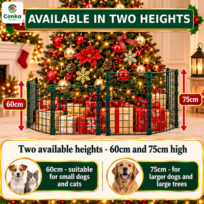 Christmas Tree Fence for Dogs & Cats – Freestanding Pet Guard & Present Protector