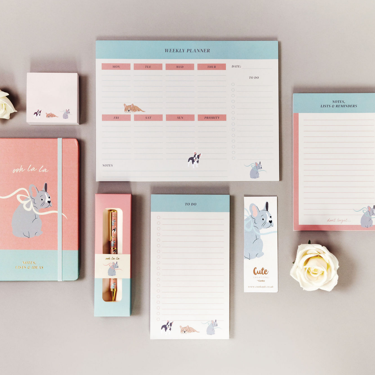 Paws 'n' Plan French Bulldog 7 Piece Stationery Gift Set