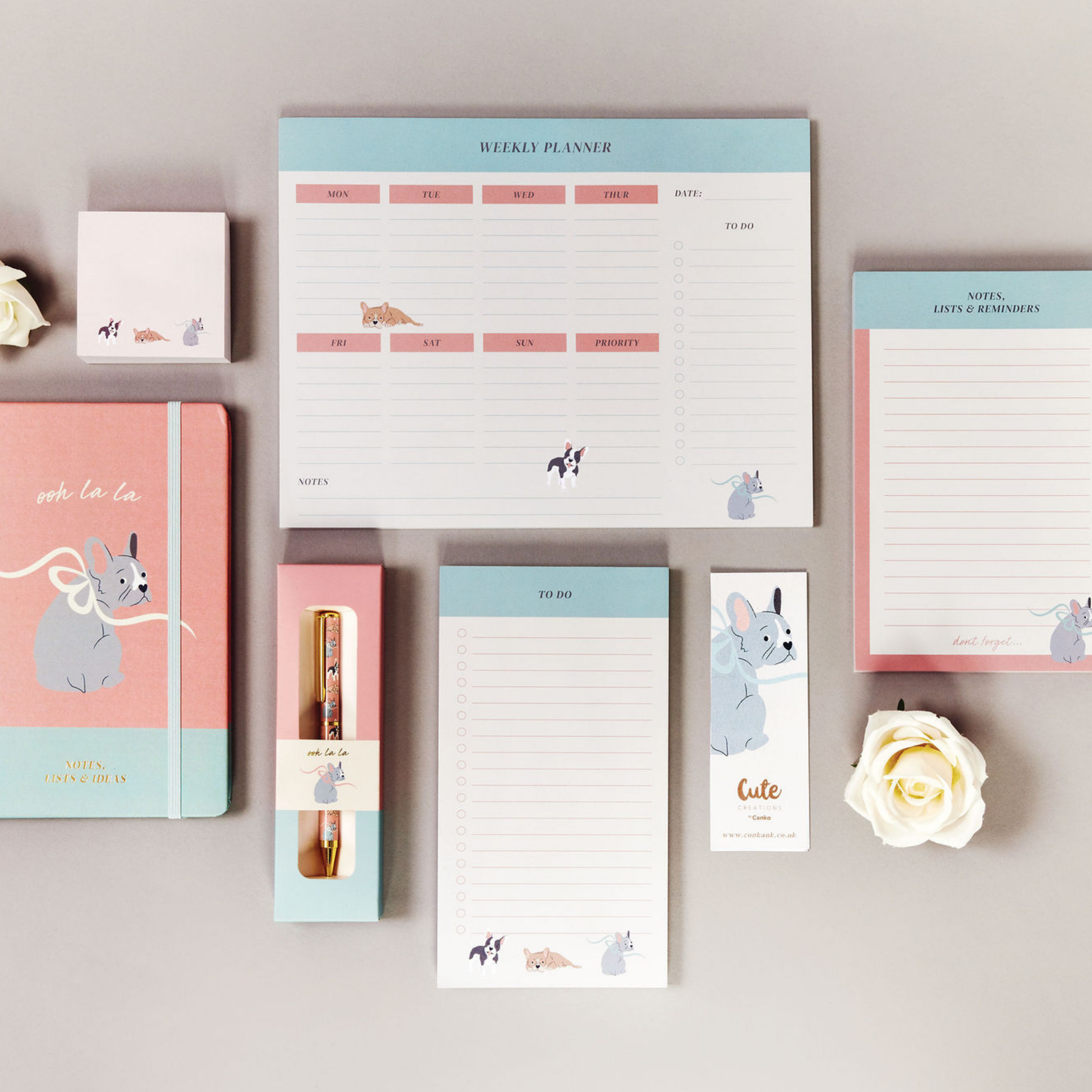 Paws 'n' Plan French Bulldog 7 Piece Stationery Gift Set