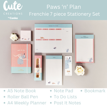 Paws 'n' Plan French Bulldog 7 Piece Stationery Gift Set