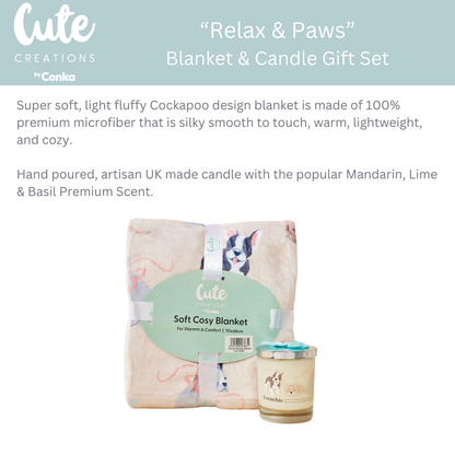 French Bulldog 'Relax & Paws' Blanket & Candle Gift Set