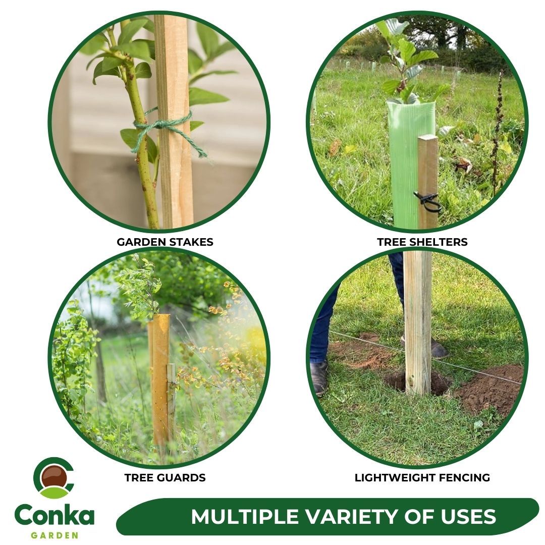 Tanalised Tree Stakes Posts 1.2m (4ft Long) 32mm x 32mm Square - Point ...