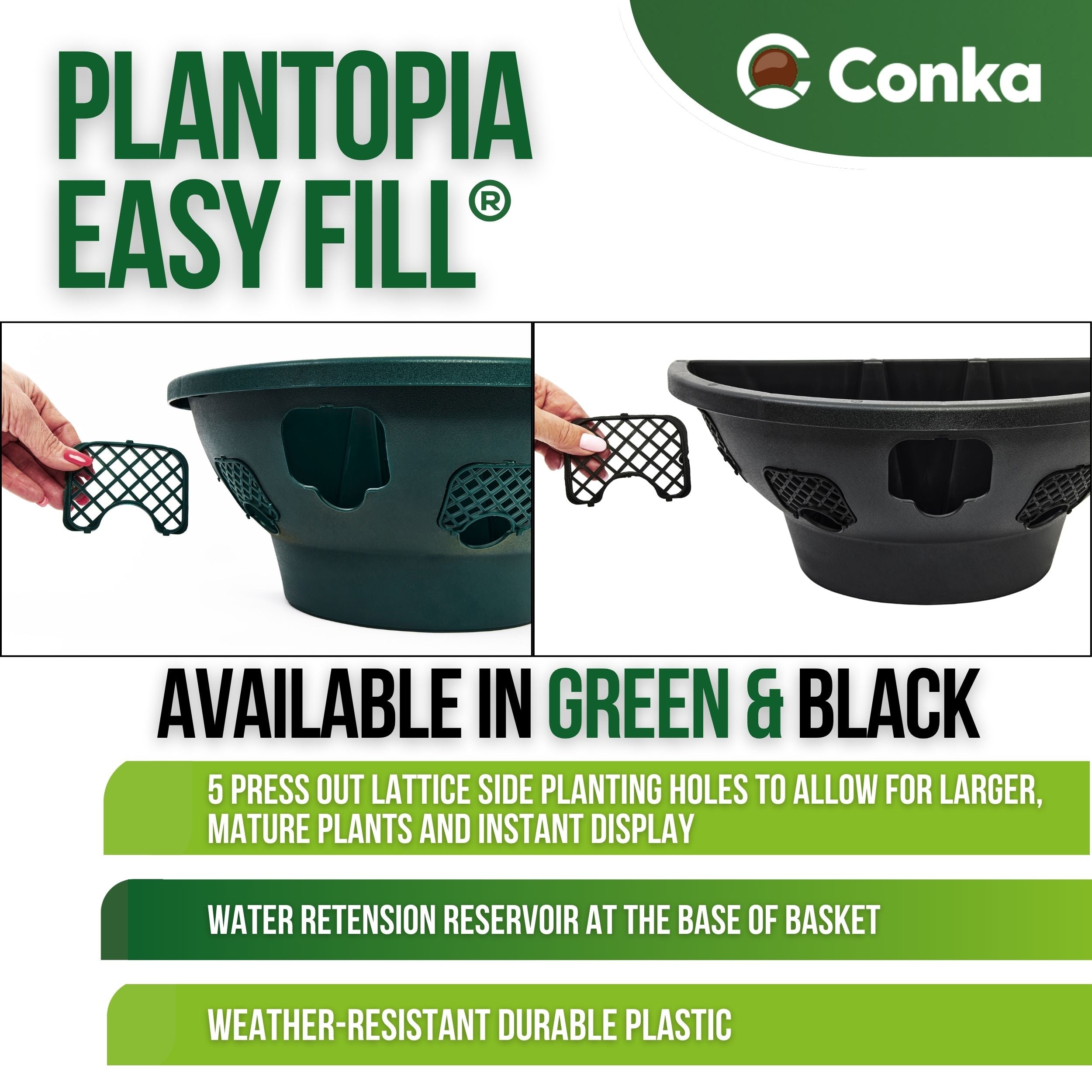 Plantopia/Easy Fill® Wall Basket Black or Green