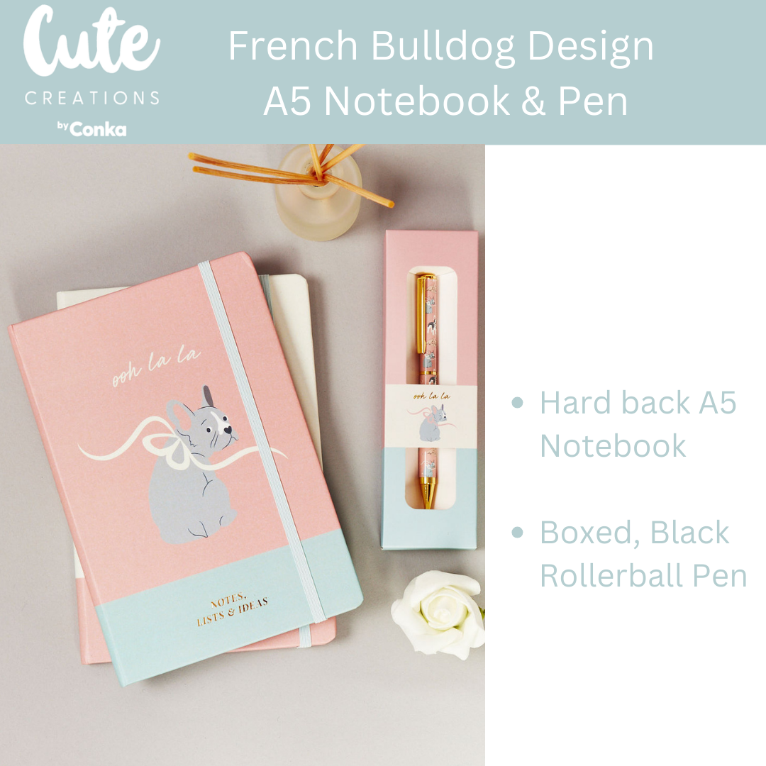 French Bulldog Jot 'n' Journal Gift Set - Notebook, Pen, Sticky Notes, Bookmark