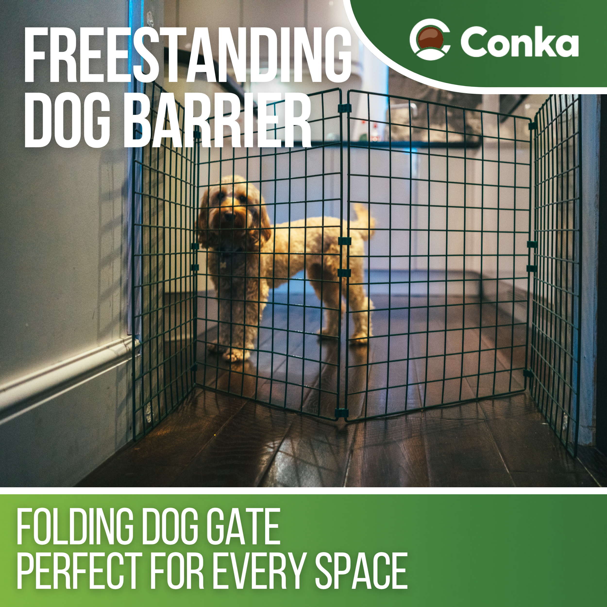 Freestanding Indoor Dog Barrier 1m High (100mm x 125mm Mesh)