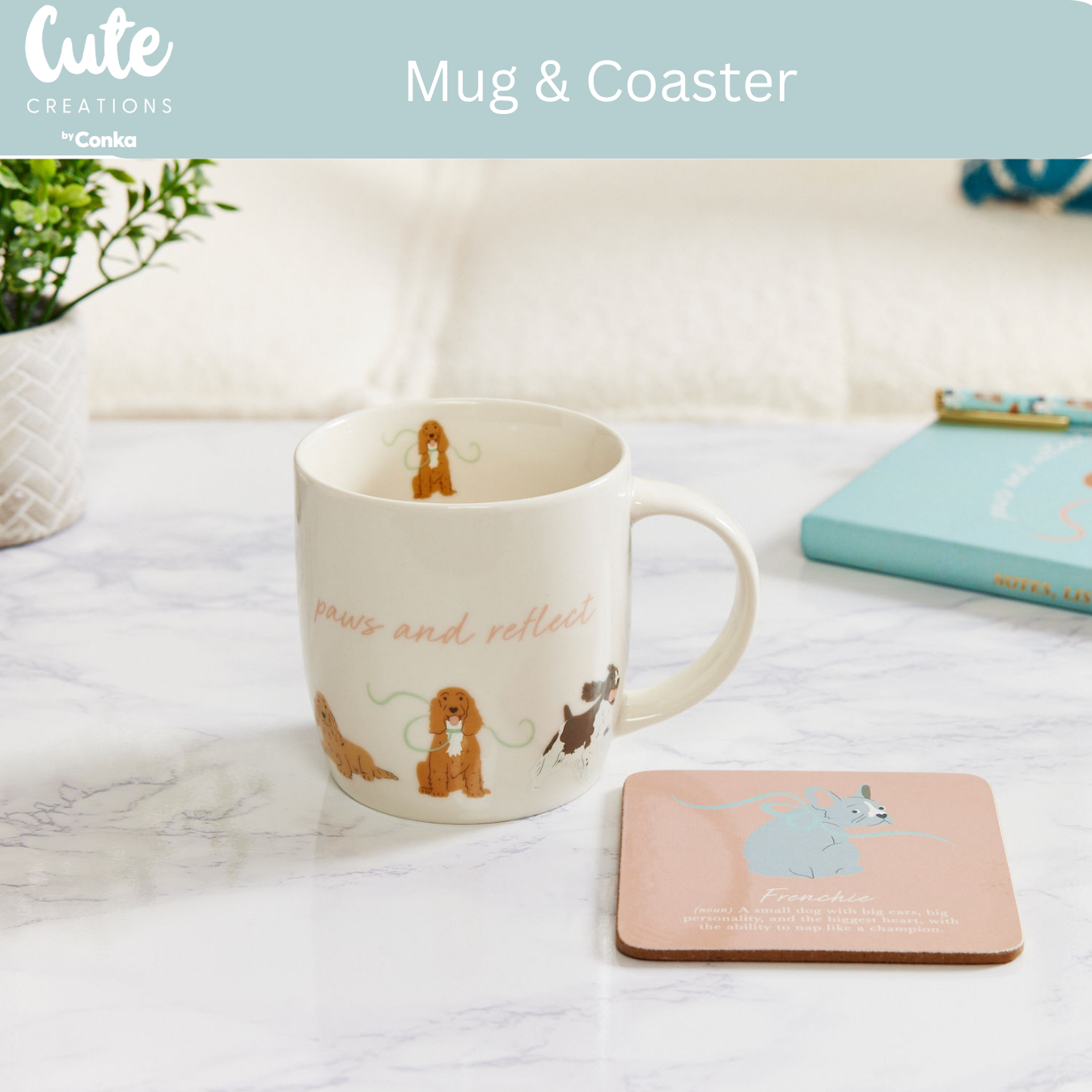 Spaniel 'Warm Soles & Goals' Gift Set - Socks, Large Candle, Coaster, Mug, Pen, Keyring