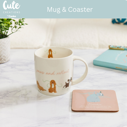 Spaniel 'Warm Soles & Goals' Gift Set - Socks, Large Candle, Coaster, Mug, Pen, Keyring