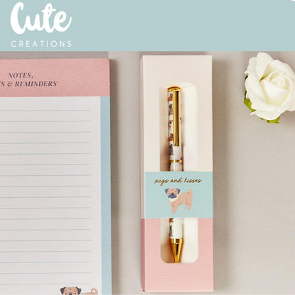 Pug Dog Pen - Premium Black Writing Pen with Adorable Pug Design