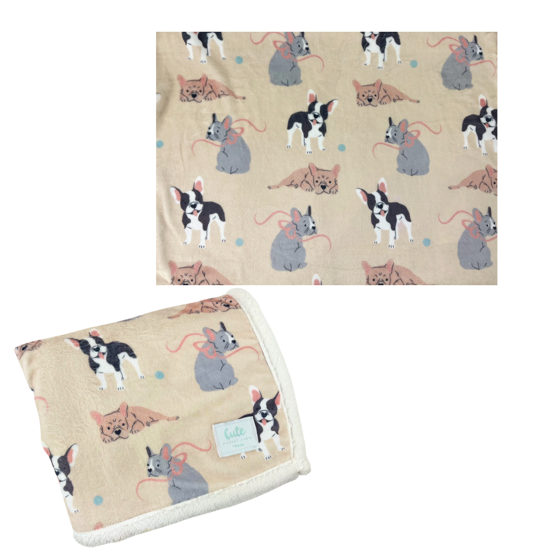 French Bulldog 'Relax & Paws' Blanket & Candle Gift Set