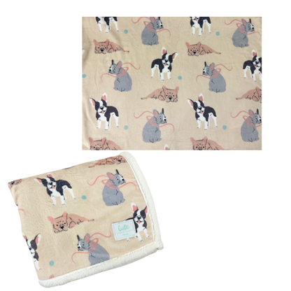 French Bulldog 'Relax & Paws' Blanket & Candle Gift Set