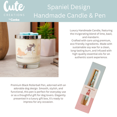 Spaniel 'Warm Soles & Goals' Gift Set - Socks, Large Candle, Coaster, Mug, Pen, Keyring