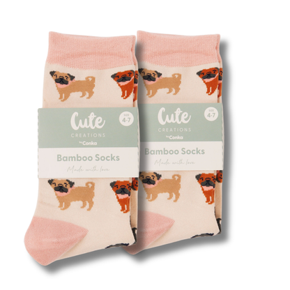 Bamboo Socks with Pug Dog Design