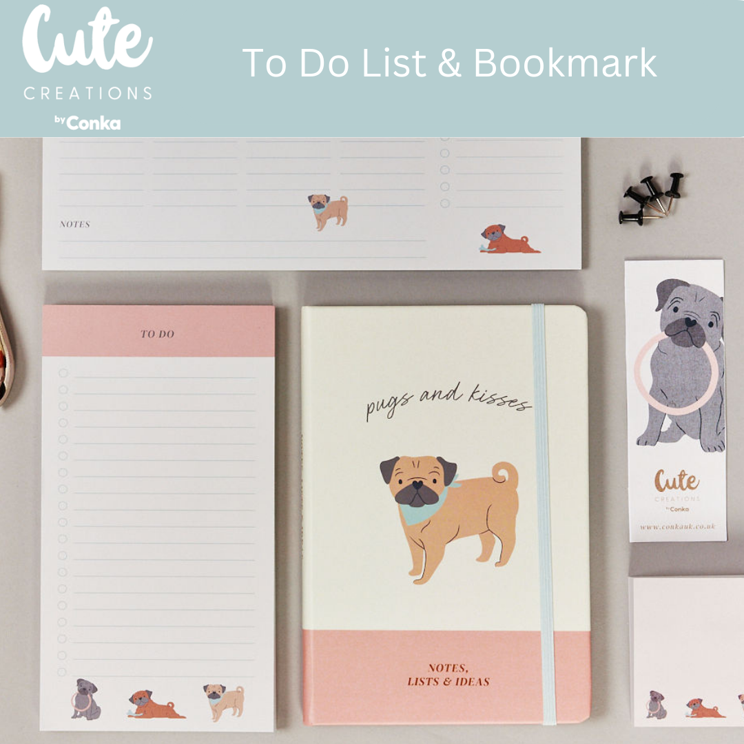 Paws 'n' Plan PUG Design 7 Piece Stationery Gift Set
