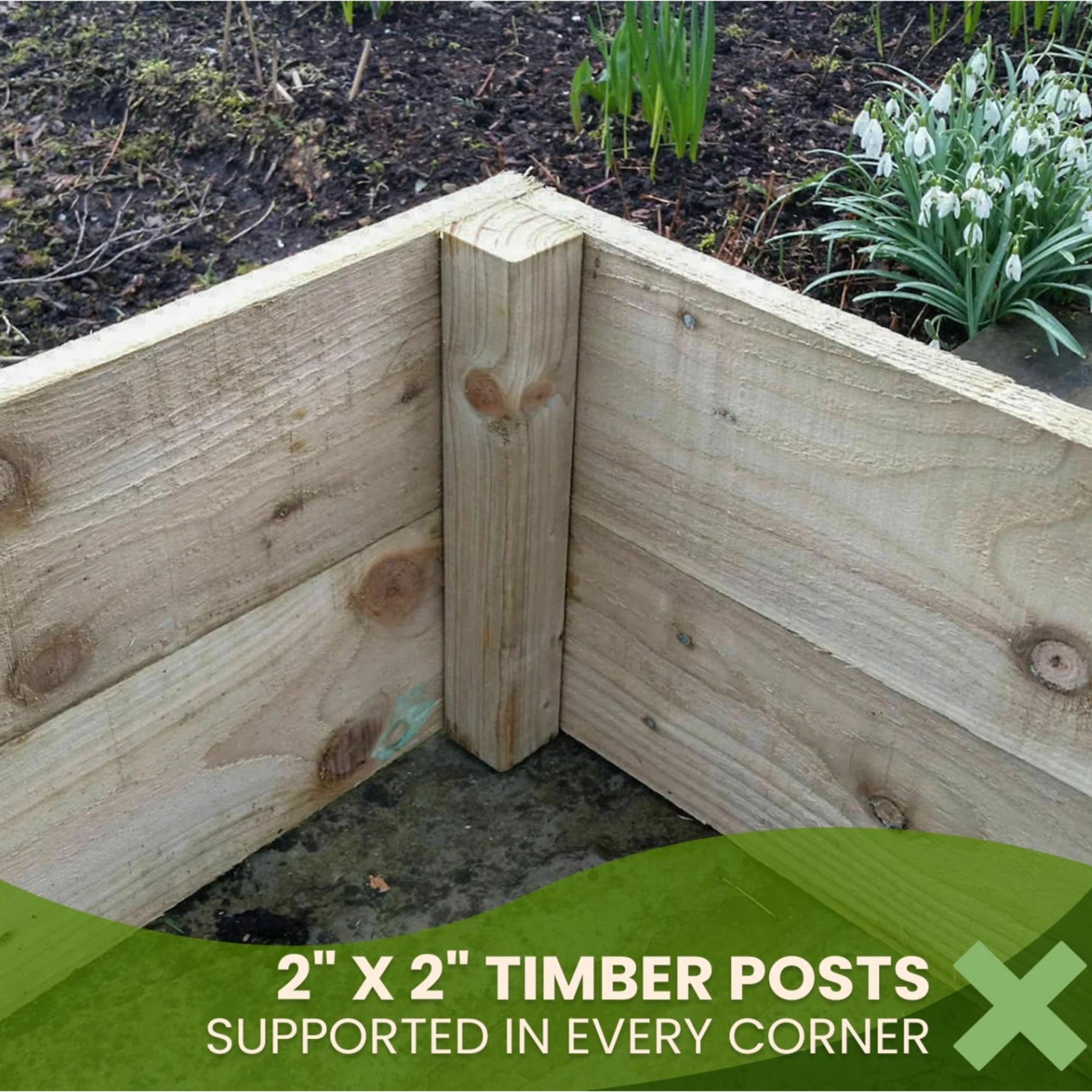Wooden Garden Raised Grow Beds With Liner - FSC Treated Timber - Various Sizes
