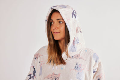 Luxury French Bulldog, Frenchie, Print Oversized Sherpa Hoodie Blanket