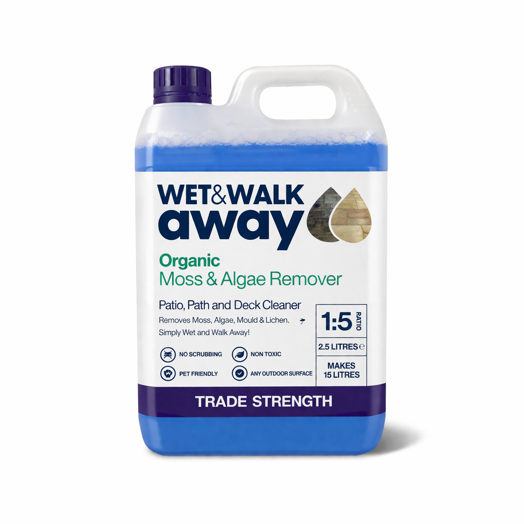 Wet & Walk Away Organic Moss & Algae Remover, Patio Cleaner, Mould, Lichen Remover 2.5Ltr Concentrate