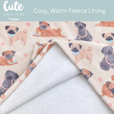 Luxury Pug Print Oversized Sherpa Hoodie Blanket