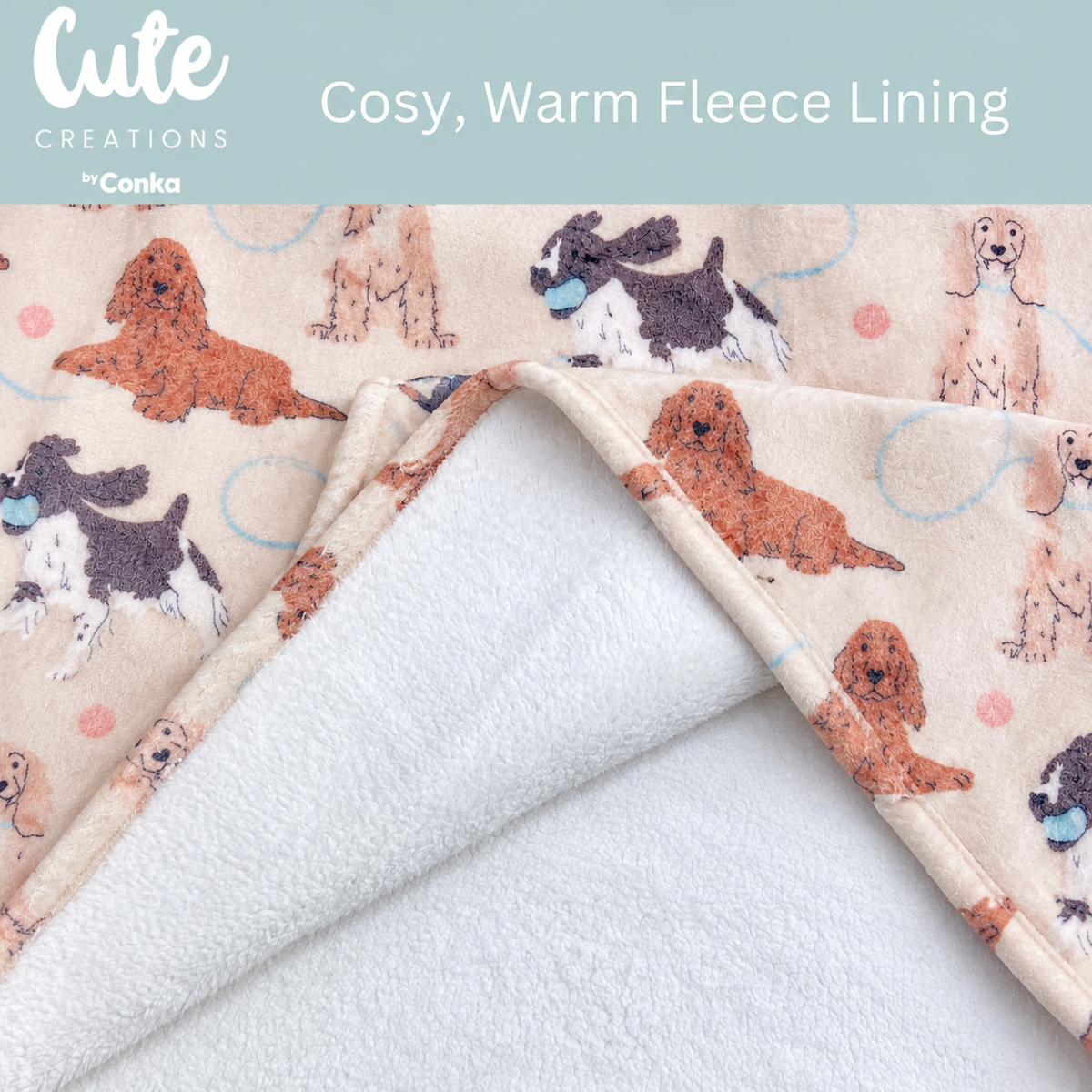 Luxury Spaniel Print Oversized Sherpa Hoodie Blanket