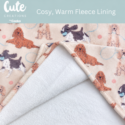 Luxury Spaniel Print Oversized Sherpa Hoodie Blanket