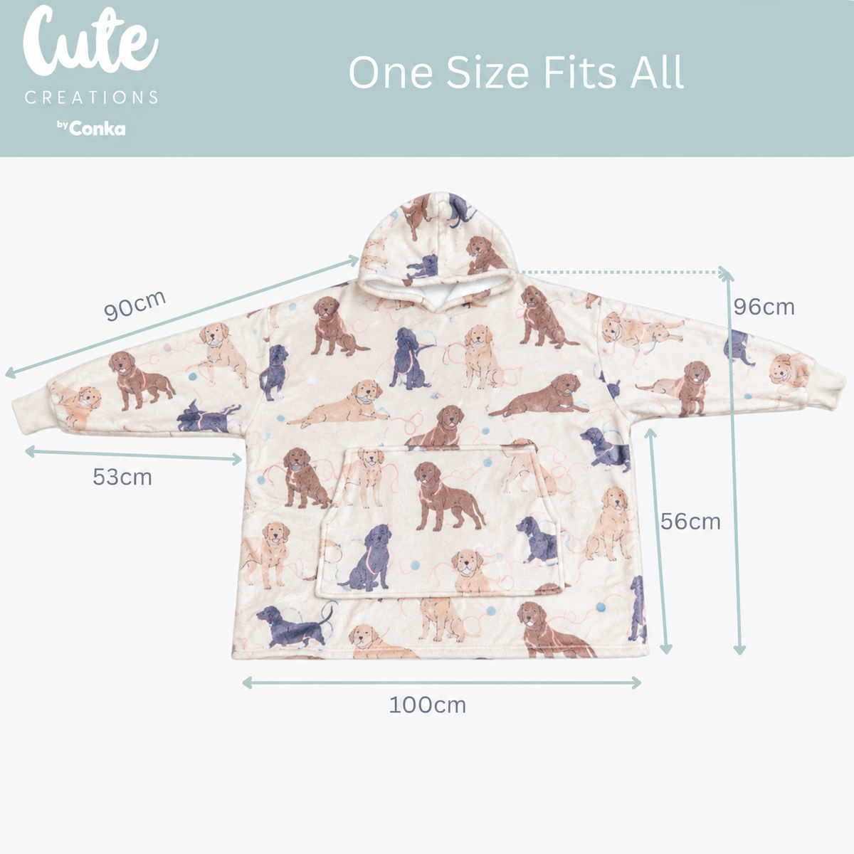 Luxury Labrador Print Oversized Sherpa Hoodie Blanket