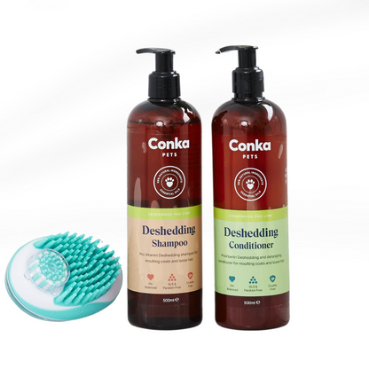 Deshedding Shampoo & Conditioner with FREE Bath & Groom Brush